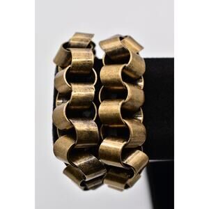 J.Crew Vintage Multi-Chain Antiqued Brass Gold Tone Chain Chunky Signed Bin6